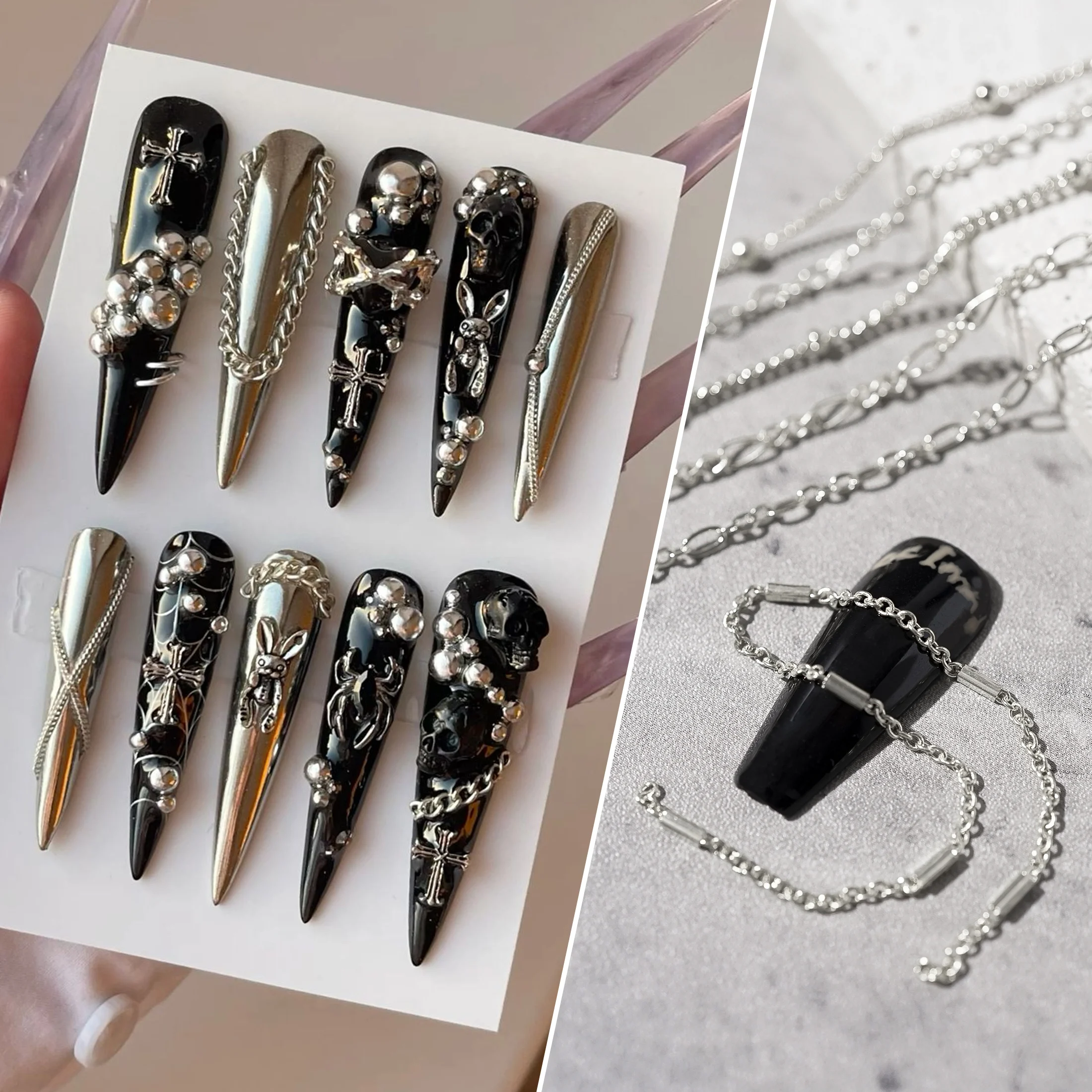 Металлическая цепочка для ногтей 12 Ячеек