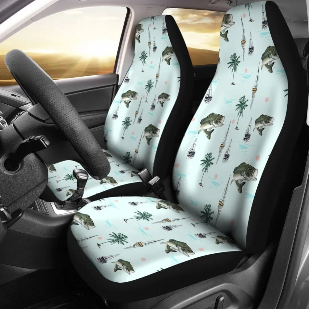 

Largemouth Bass Fishing Amazing Pattern Car Seat Covers 211007,Pack of 2 Universal Front Seat Protective Cover