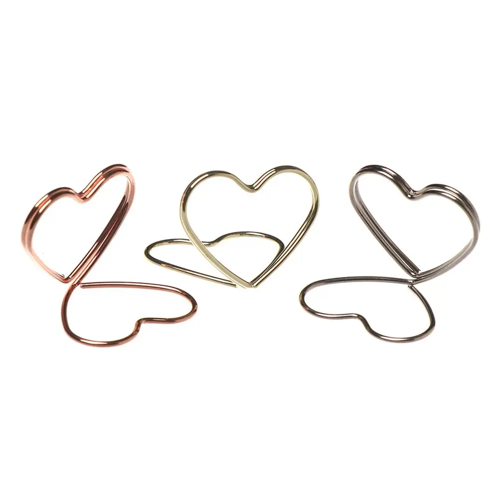 

Metallic Heart Shape Wedding Supplies Paper Clamp Ring Shape Photos Clips Table Numbers Holder Place Card Clamps Stand