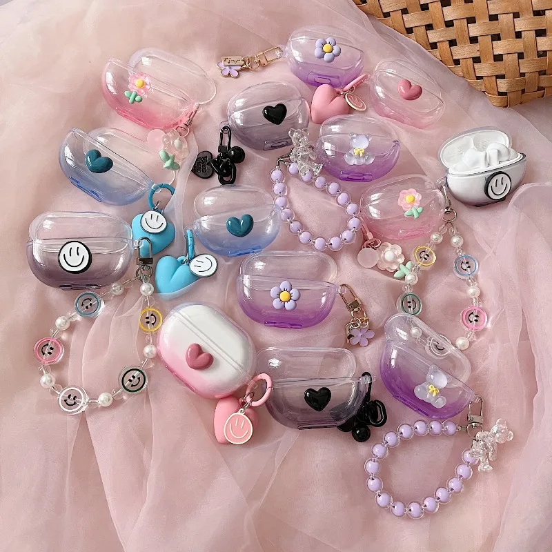 3D Love Heart Earphone Case For AirPods 3 1 2 Pro Soft Silicone Headset Protective Cover With Keychain Earp