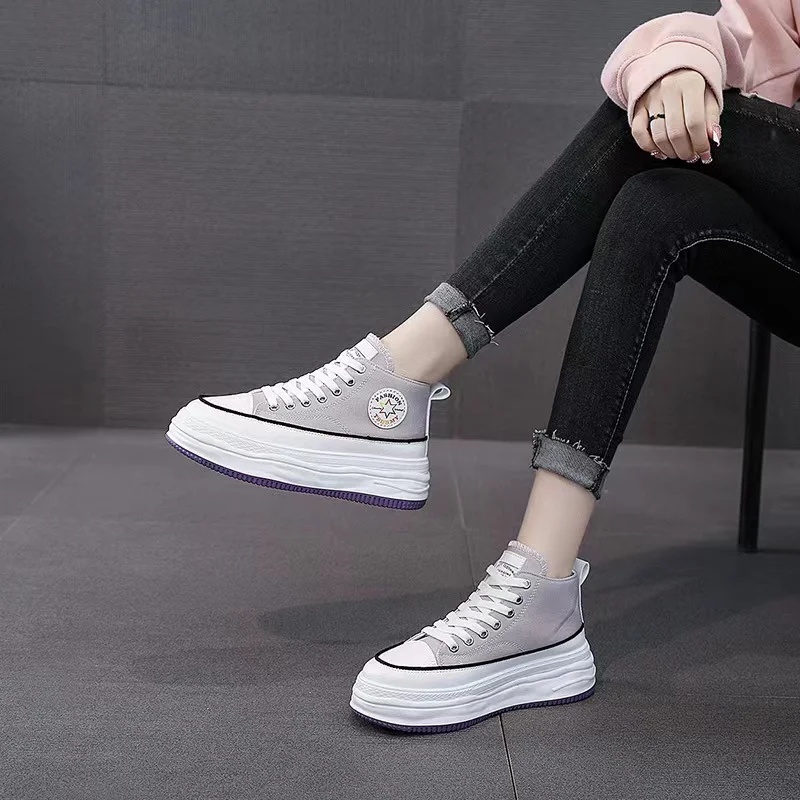 Spring and Autumn New Versatile Canvas Shoes Thick Sole Breathable Comfortable Board Shoes Soft Sole Korean Edition Trend