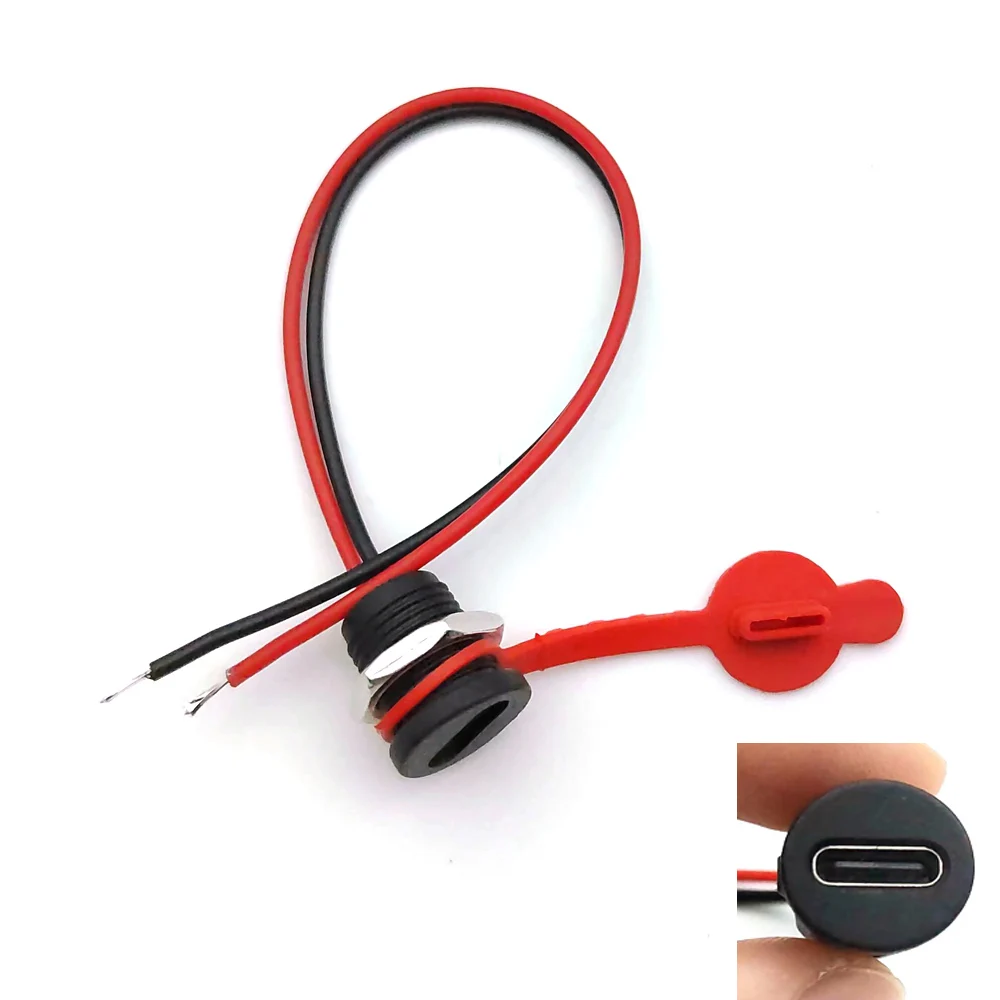 

1pcs USB Connector Type-C Waterproof nut locking plate socket wired port TPC Waterproof High Current Fast Charging jack port