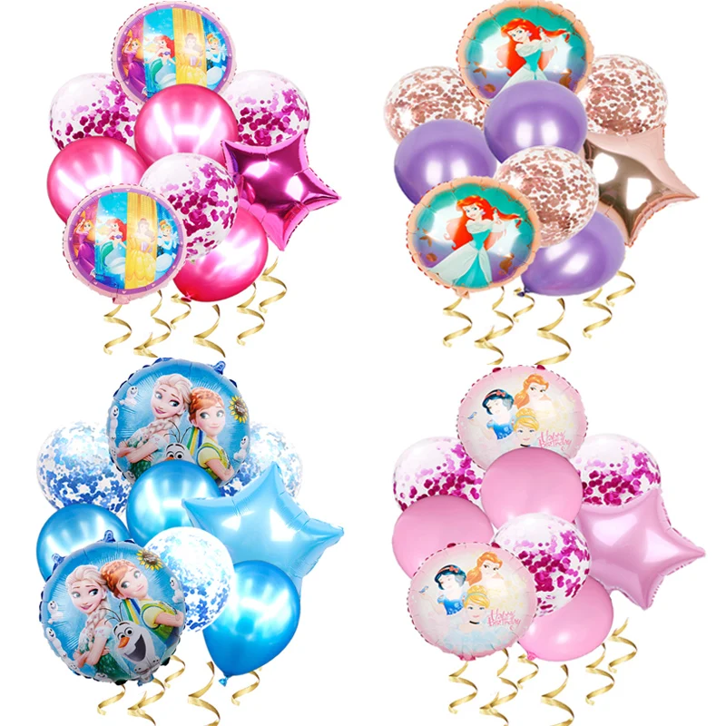 

1set Elsa Disney Frozen Princess Helium Balloons Confetti Latex Balls Baby Shower Birthday Party Decorations Kids Toys Girl Gift