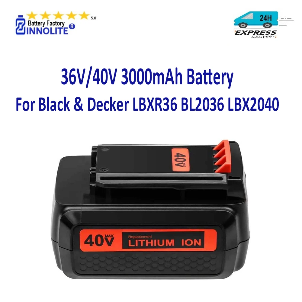Литий-ионный аккумулятор для Black & Decker, 36 В/40 В, перезаряжаемая батарея LBXR36, BL2036, LBX2040, LST136, LST420, LST220