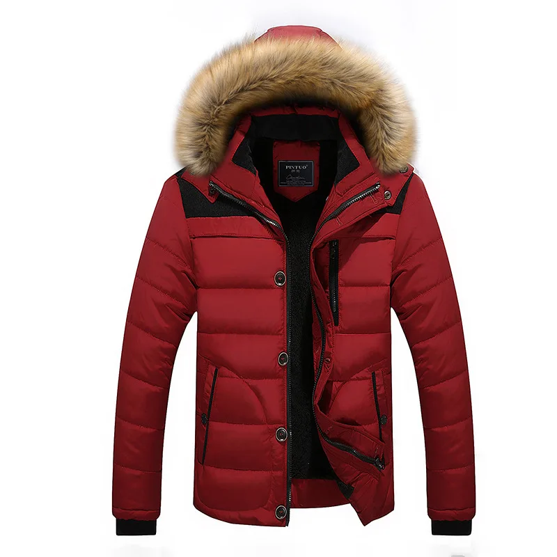 Winter Jacket Men Fur Hooded Thicken Men Winter Male Jacket Windbreaker Coat Oversized Outdoor Thick Men Down Jackets Overcoat
