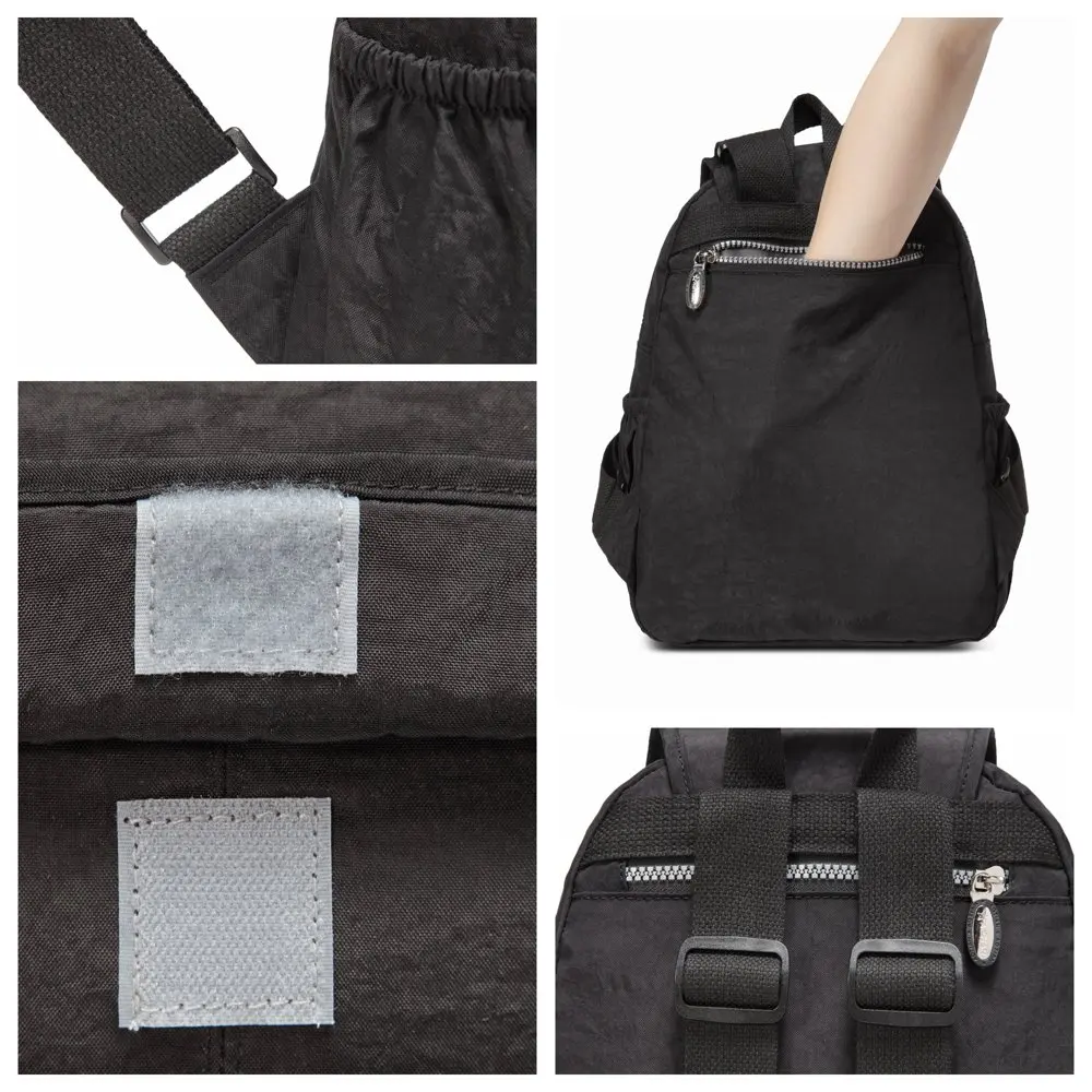 Small Backpack for Girls and Women Nylon Adult Mini Daypack 9 Liters Black