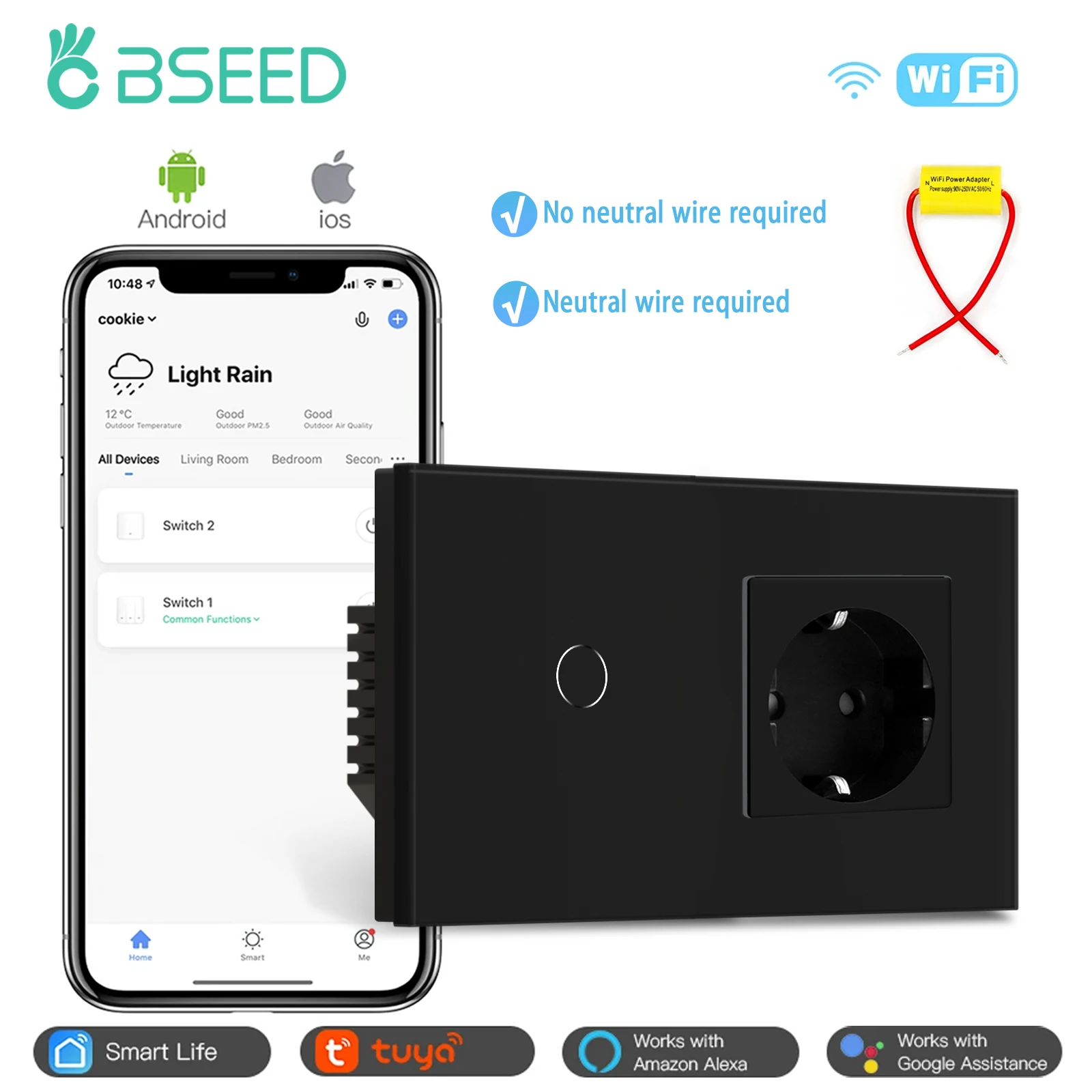 

Умные выключатели света BSEED Smart Switches No Neutral