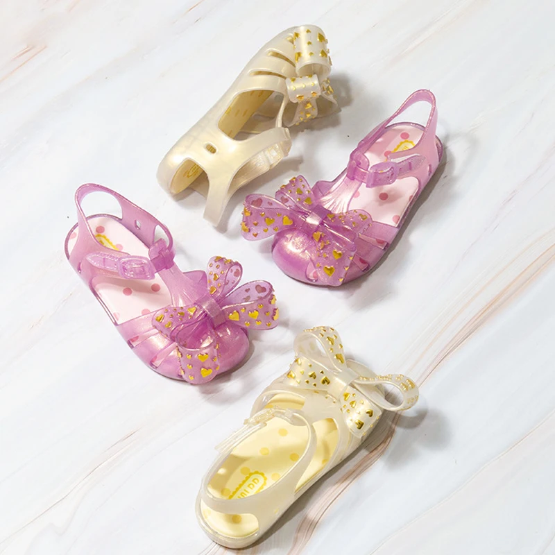 

Детские сандалии желе, милые босоножки для девочек, летние дышащие сандалии с перфорацией, детские сандалии на плоской подошве из ПВХ, новин...