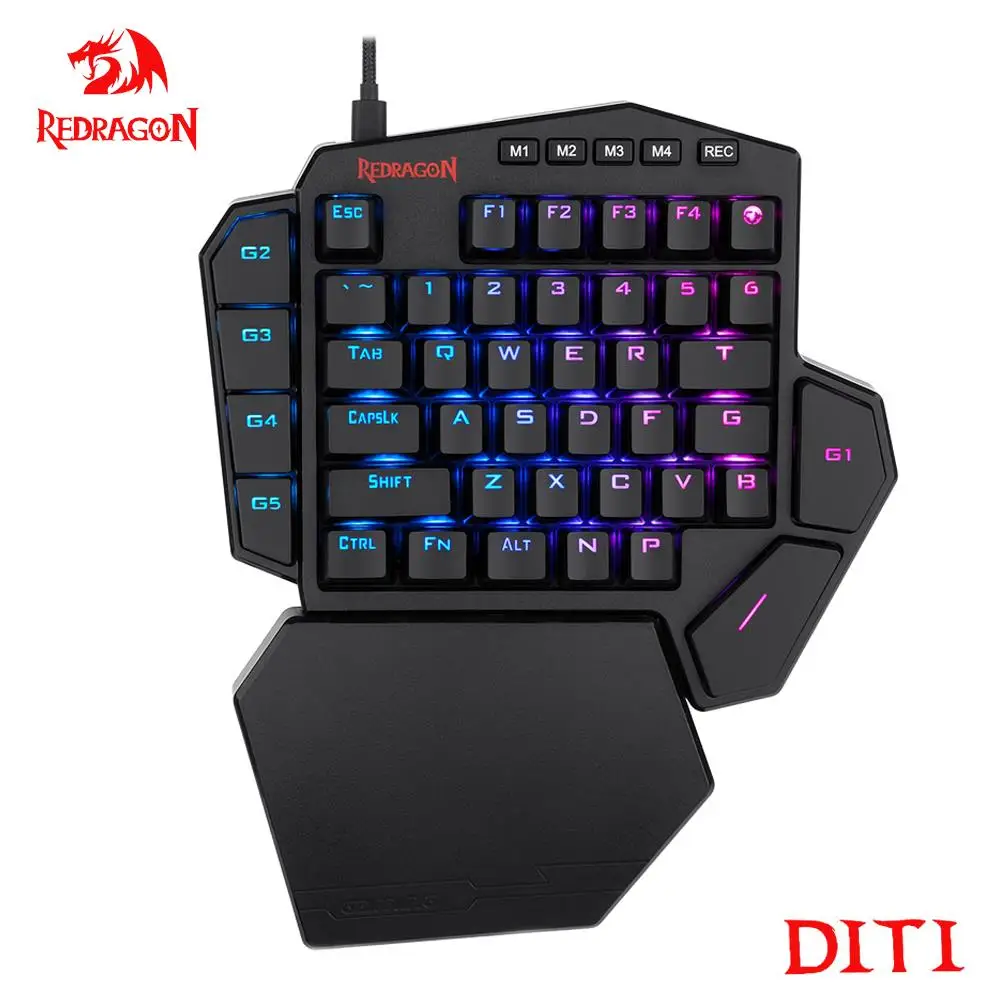 Механическая игровая клавиатура REDRAGON DITI K585 RGB 42 с одной рукой USB, синий переключатель, 42 клавиши, геймер для компьютера, ПК, ноутбука
