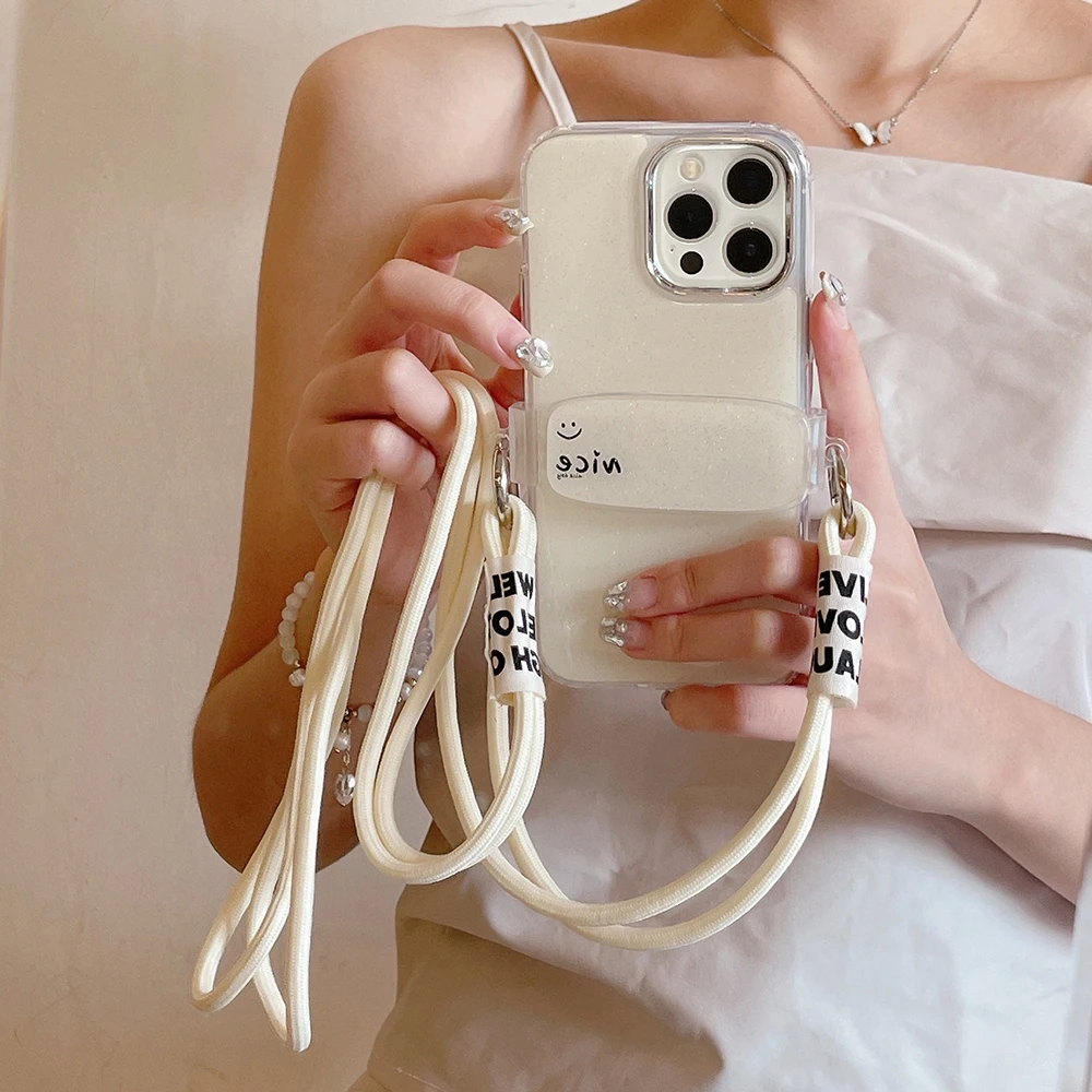 

Qianliyao милый карамельный цвет кросс-боди ремешок для телефона для iPhone 15 14 13 12 11 Pro Max мягкая Противоударная задняя крышка