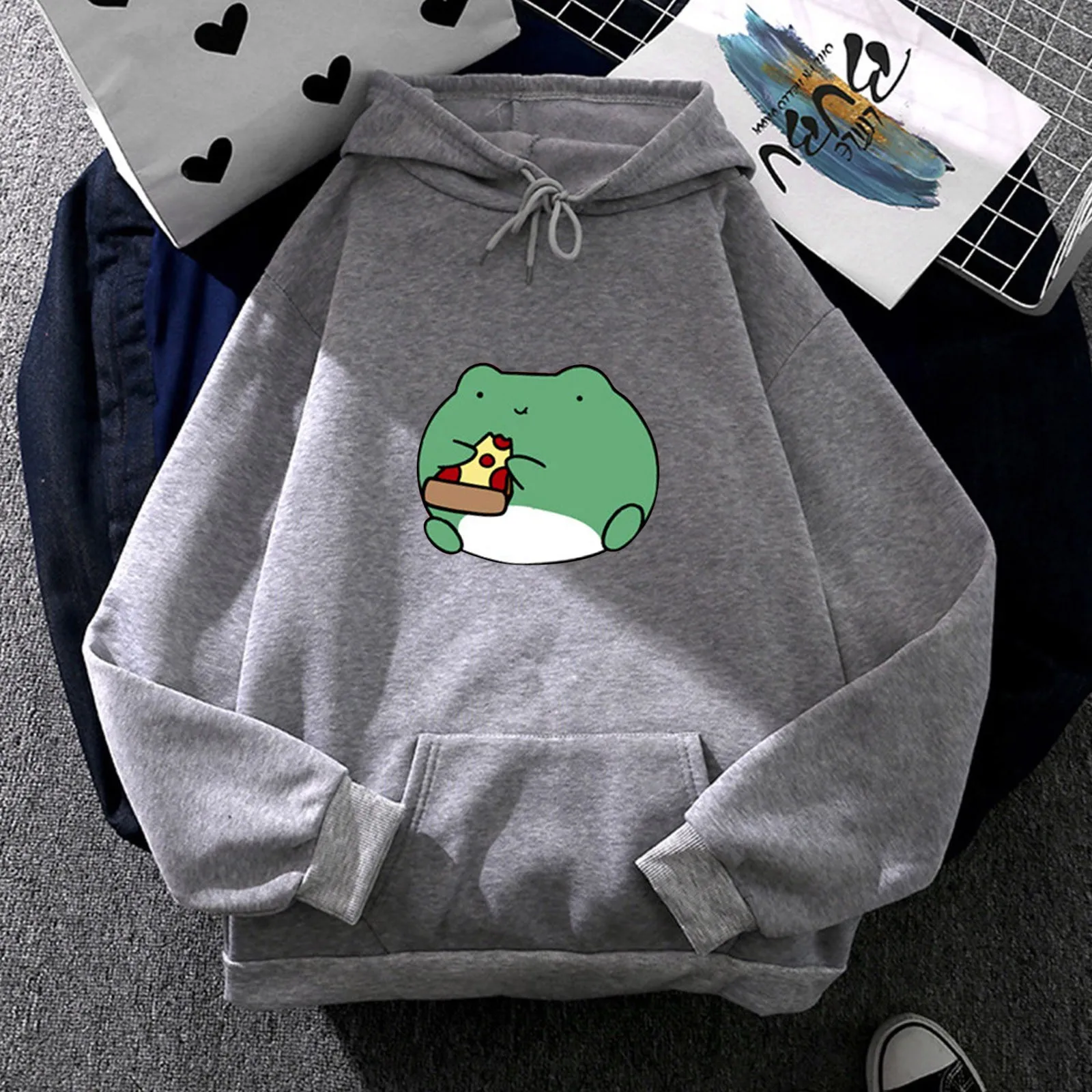 

Long Hoodies Zip up Womens Casual Frog Print Long Sleeve Hooded Pocket Sweatshirt Loose Tops Oversized Zip up Hoodie Women