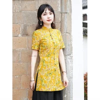2022 traditional chinese blouse women vintage blouse flower print chinese shirt elegant women qipao blouse chinese tang suit