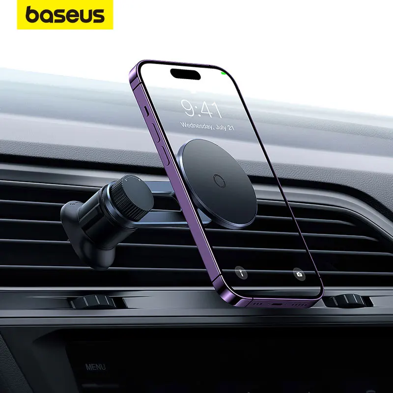 Магнитный автомобильный держатель для телефона Baseus вращающийся на 360 градусов складной для автомобиля крепление на вентиляционное отверстие для Apple iPhone 15 14 13 12 Pro