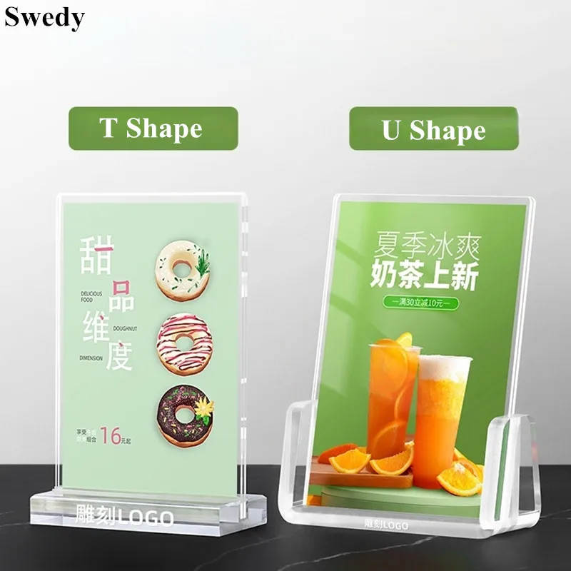 

A6 105x148mm T / L Display Acrylic QR Code Sign Holder Display Stand Restaurant Menu Paper Holder Price Listing Poster Frame