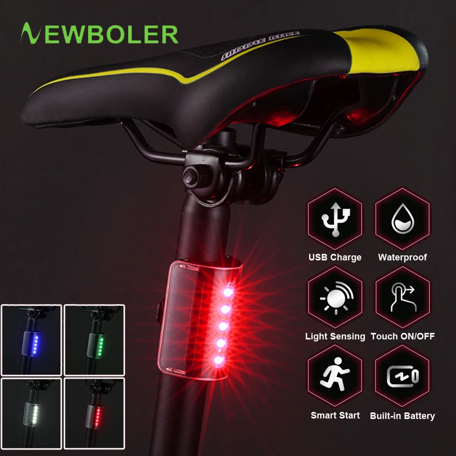 

NEWBOLER Bike Taillight Mountain Bicycle Rear Light LED Bike Light MTB Cycling Tail Light USB Rechargeable Lamp Bike Accessories