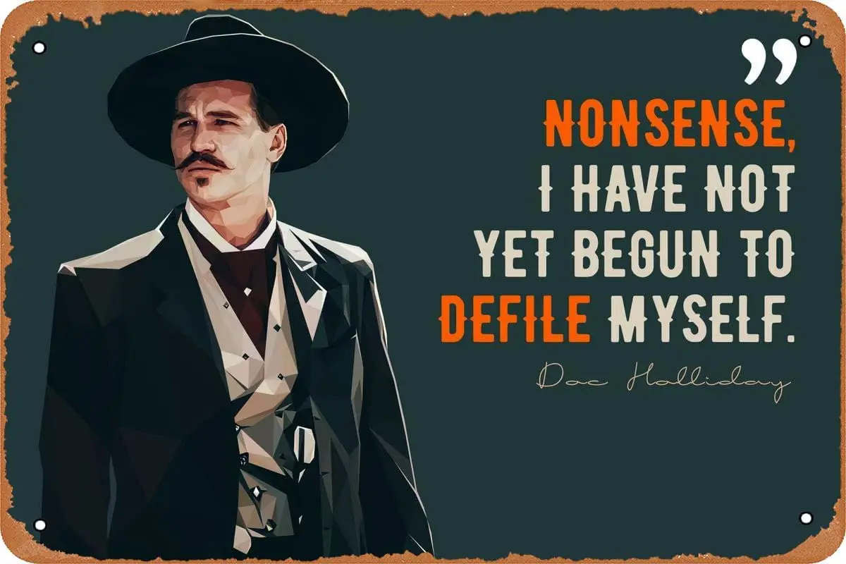 QIUJUPP Doc Holliday Tombstone Movie Poster Ретро Металлическая Вывеска Винтажная Оловянная для Бар
