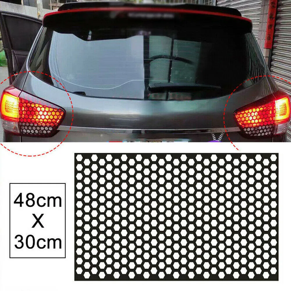 

Black Car Rear Tail Light Cover Honeycom Sticker Tail-lamp Decal Accessories