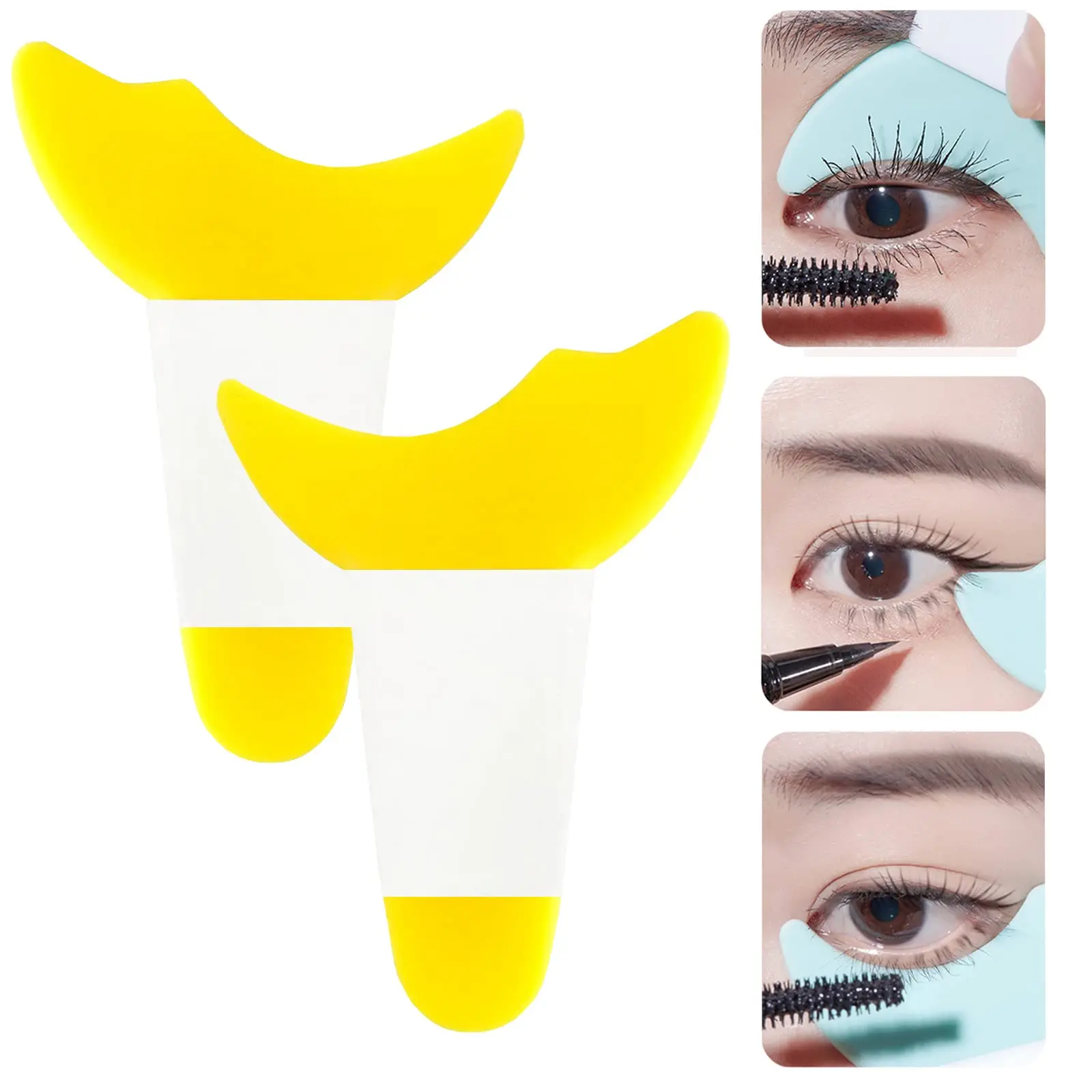 

2pcs False Eyelash Pads Silicone Auxiliary Guard Extension Eye Lifting Curler Eyeshadow Shield Applicator Protection Makeup Tool