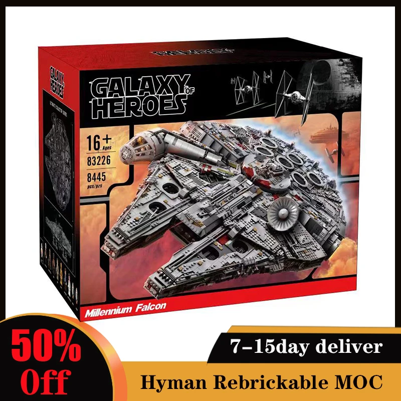 

Киносерия Star Millennium Falcon космический корабль проект совместим с 75192 строительными блоками кирпичи игрушки 8445 шт. подарок