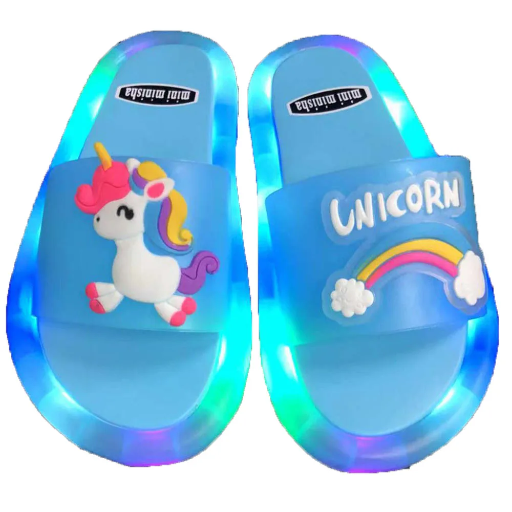 

2022 Children Slippers Unicorn Cartoon Kids Summer Cute Beach Bathroom Slippers Sandal Skids Shoes for Girl Boys Light Up Shoes