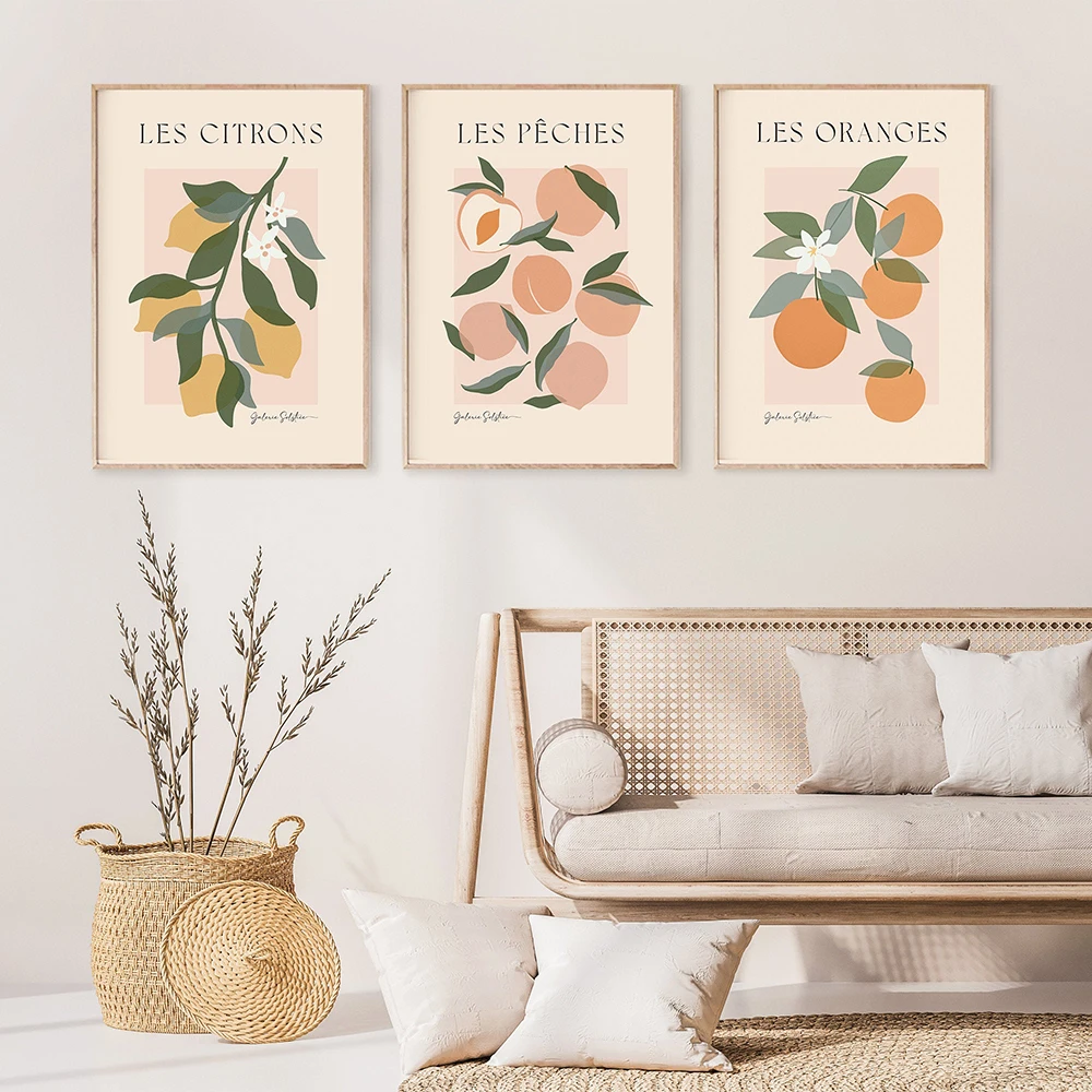 

Oranges Peaches Lemons Poster Fruit Market Canvas Painting Scandinavian Art Print Modern Wall Picture For Living Room Home Decor