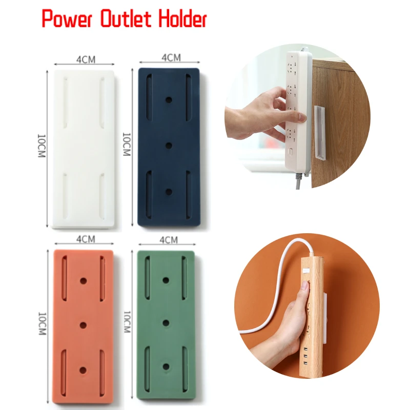 

Wall-Mounted Socket Holder Punch-free Self-Adhesive Socket Fixer Seamless Power Strip Holder Home Cable Wire Organizer Racks