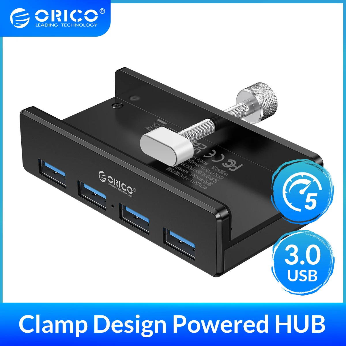 Купи ORICO MH4PU Aluminum 4 Ports USB 3.0 Clip-type HUB For Desktop Laptop Clip Range 10-32mm With 150cm Date Cable Silver за 1,259 рублей в магазине AliExpress