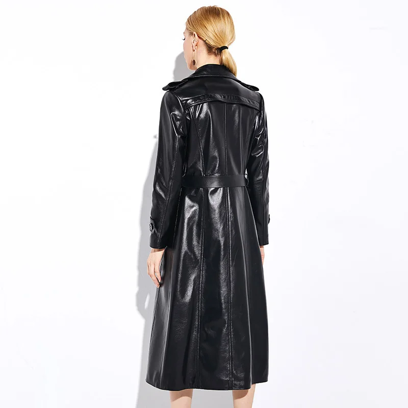 

2023Leather jacket,Genuine Sheepskin Leather Jackets Women Spring Autumn Long Slim Coat Female Women's Windbreaker Jacket Femme