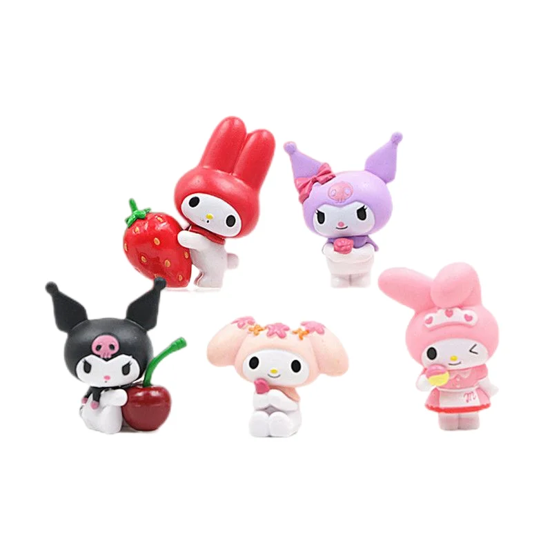 

5 шт. подлинные аниме Sanrio вокруг Kuromi Cinnamoroll MyMelody Hellokitty Pachacco Pom Purin плохие куклы модели украшения