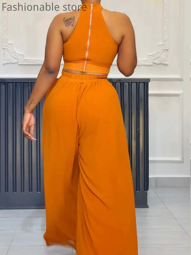 Женский Повседневный однотонный комплект из двух предметов: верх с лямкой на шее