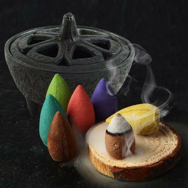 

NEW Home Black Cast Iron Lotus Shaped Aroma Diffuser Aroma Diffuser Frame Incense Cone Frame Creative Aromatherapy Smoke Incense