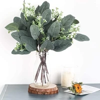 10pcs artificial eucalyptus leaves stems eucalipto branches artificial plants for floral bouquets wedding holiday greenery decor