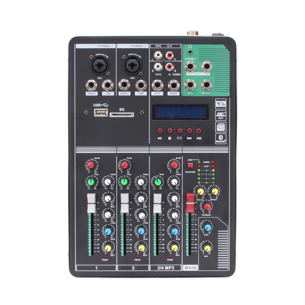 Professional 4 channel Mini Stereo audio mixer Portable music player Console USB DJ Mixer home karaoke computer recording