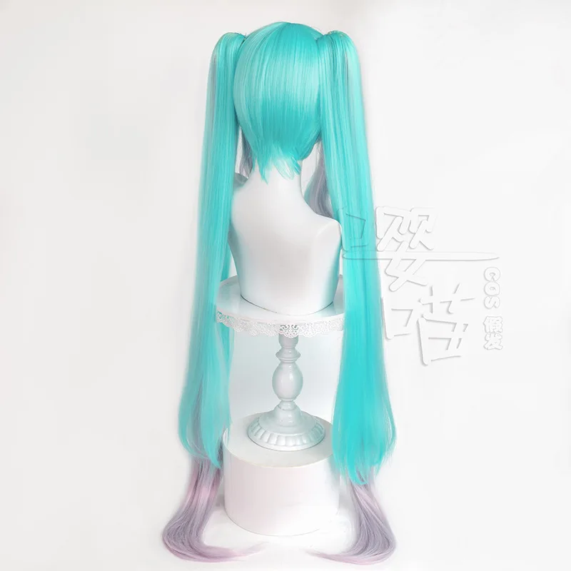 2024 Vocaloid Miku Косплей Парик 120 СМ Двухцветный Двойной Конский Хвощ Термостойкие