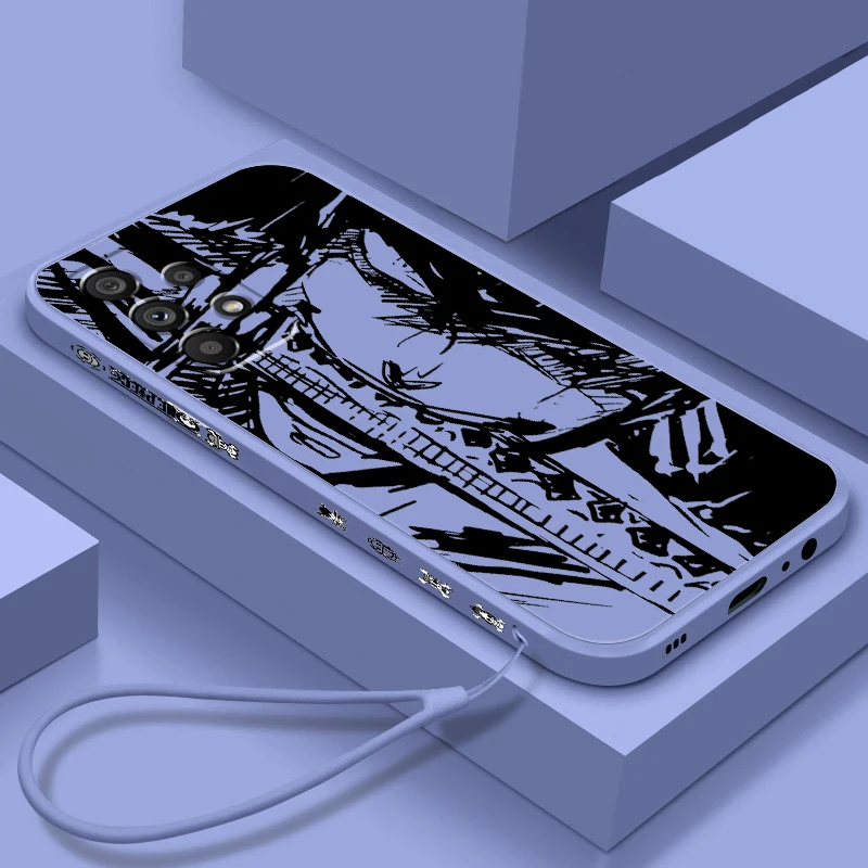 

Phone Case For Samsung A73 A72 A71 A52 A53 A54 A51 A42 A34 A32 A14 A21S A13 A12 A23 5G One Piece Luffy Liquid Left Rope