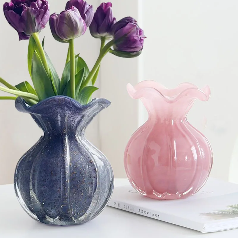 

Transparent Lucky Bag Shape Glass Vase Living Room Dry Flower Vases Decoratives For Homes Decoration Bedroom Decor