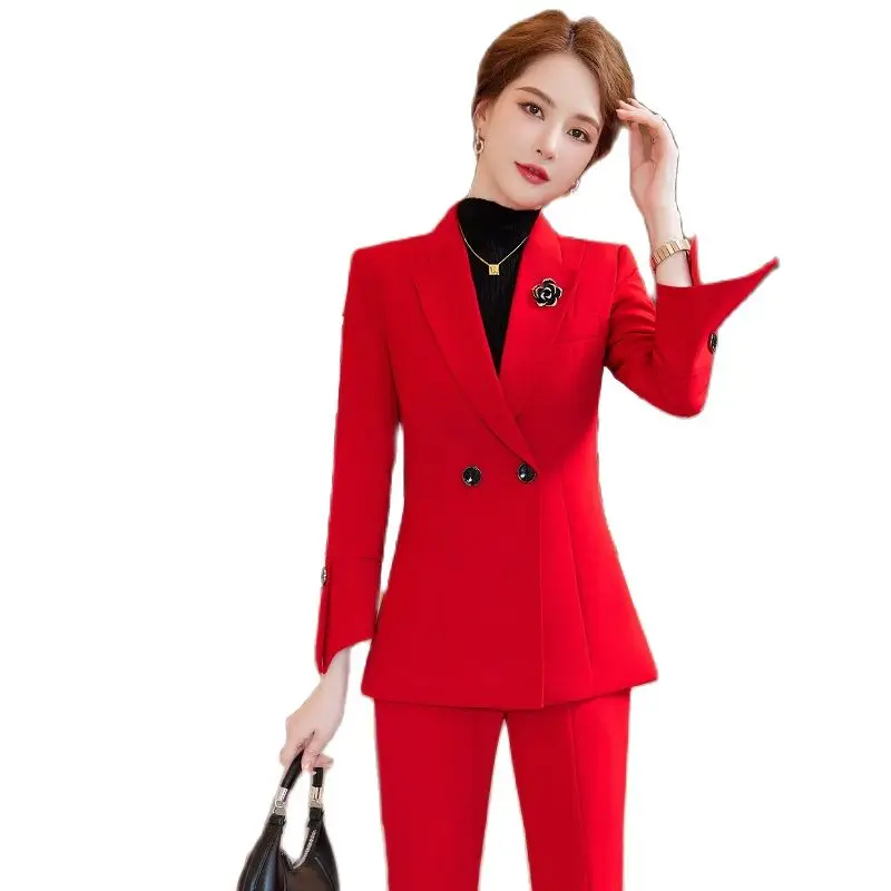 White suit suit autumn winter 2022 new Korean version temperament goddess fan high-end professional work clothes suit pants