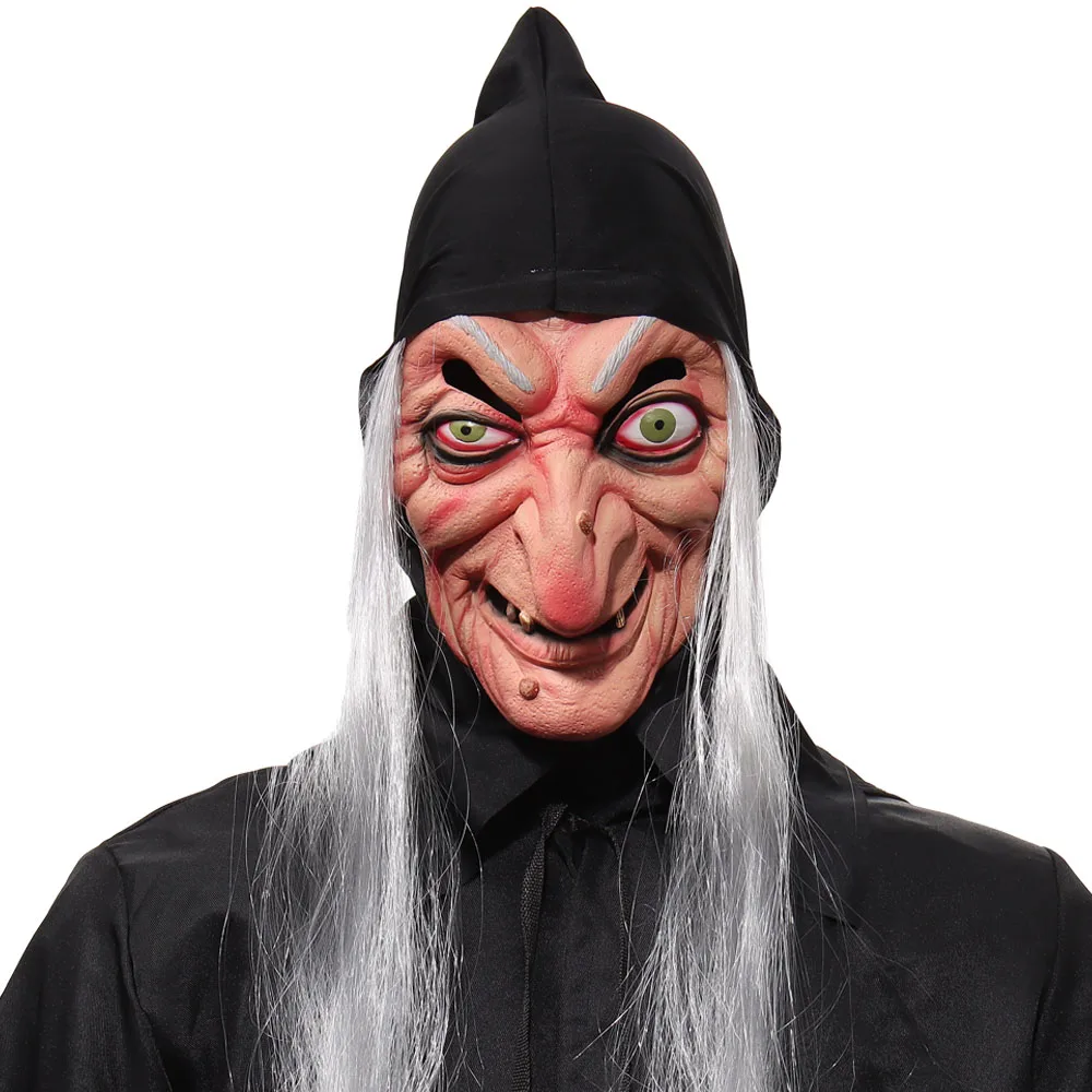 Маска ведьмы ужаса на Хэллоуин, косплей, лицо призрака, Джокер, волшебница, старая Нана, бабушка, латексный шлем, дом с привидениями, карнавальный костюм, реквизит