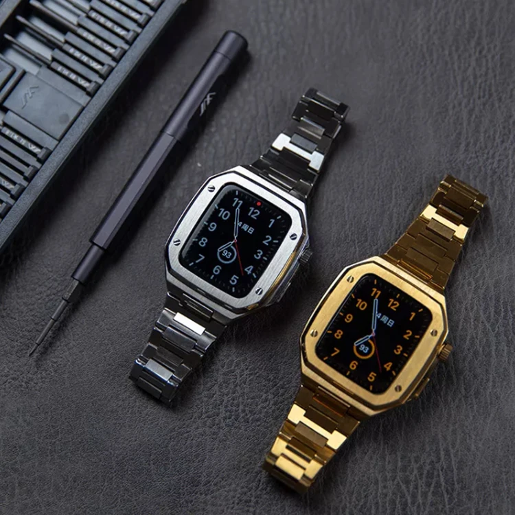 

Stainless Steel Case for Apple Watch Band 7 45mm Metal for Series Iwatch 6 5 4 SE 44MM Luxury Modification Kit Mod Metal Bezel