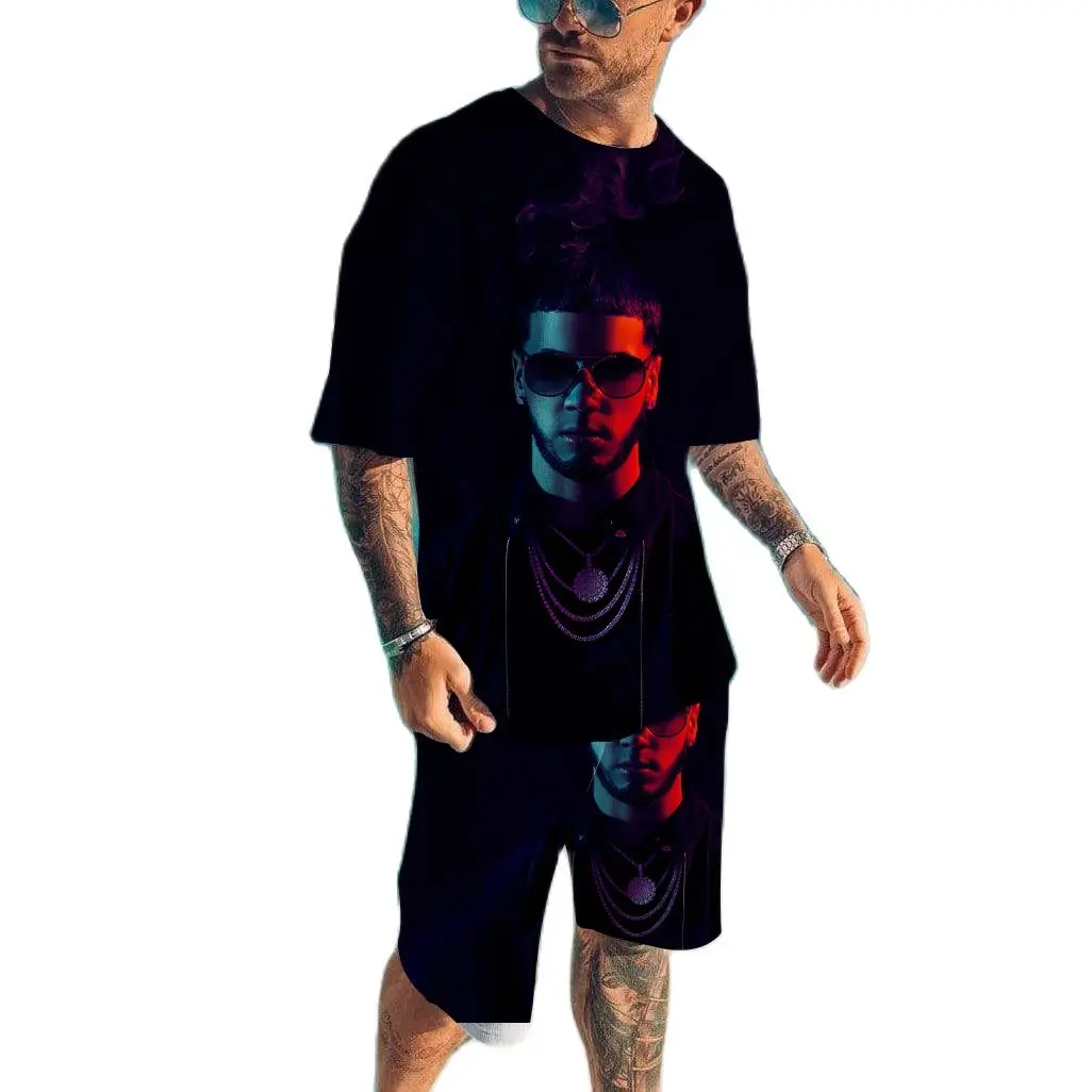 

Men Summer Round Neck Short Sleeve T-shirt And Casual Shorts Fashion Pattern 3D Printing Oversized Street Comfortable Trend Set