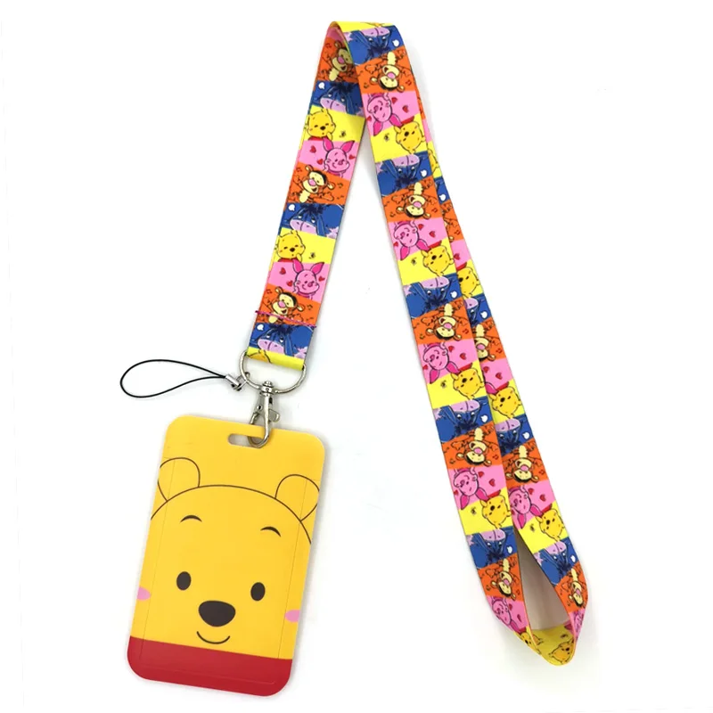 

Брелок для ключей Winnie Bear, шнурок с рисунком аниме для ID карт, ремень для ключей, брелок для ключей