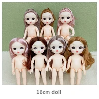 16cm nude baby fashion bjd8 points body make up dress up cute princess dolls 13 joints movable 3d eyes childrens holiday toys