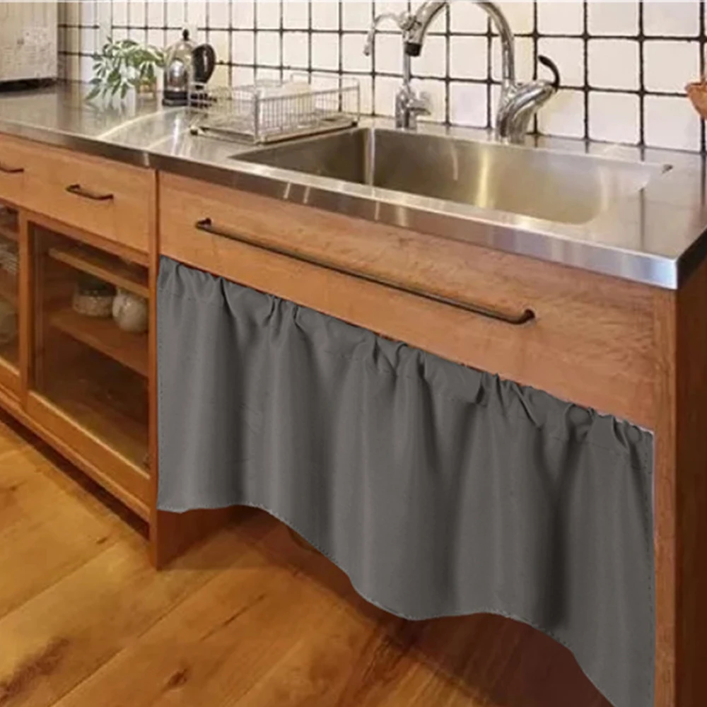 

Solid Color Blackout Short Window Curtain Roman Blinds Darkening Rod Pocket Scalloped Valance 1 Panel for Bedroom Kitchen Decor