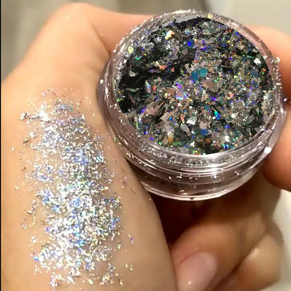 

0.2g Rainbow Laser Chameleon Glitter Flakes 1Jar Easy Broken Holographic Mirror Effect Sequins 3D Galaxy Shinying Sequins FT*85