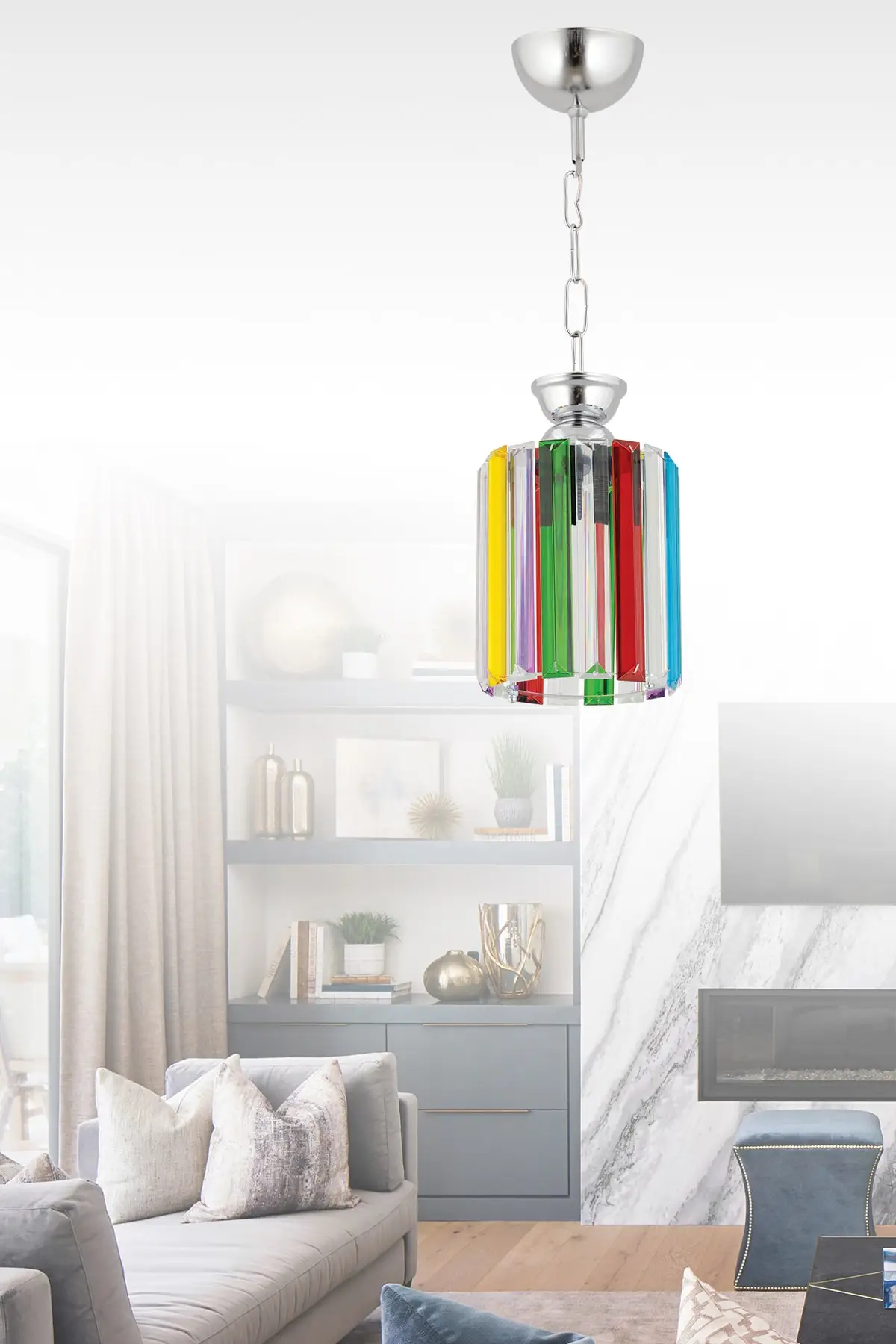 

Full Moon Single Y-15 (with Ball Installation) Colorful Stone Chandelier