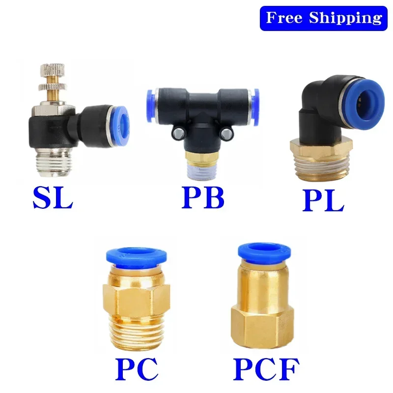 

50 pcs PC/PCF/PL/PB/SL Series Pneumatic Quick Fitting Push In Connect OD 4mm 6mm 8mm 10mm 12mm Thread 1/4' 1/8' 3/8' 1/2' BSPT