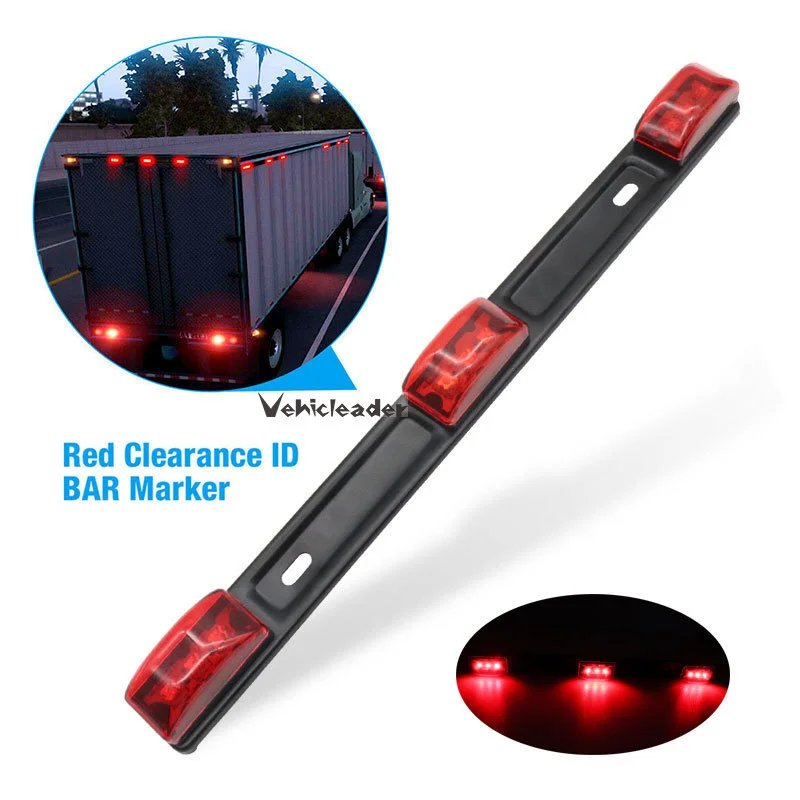 

12V Red LED Brake Light Clearance ID BAR Marker Light 9 LEDs Universal For Pickup Truck Trailer RV Sealed Lamp Waterproof