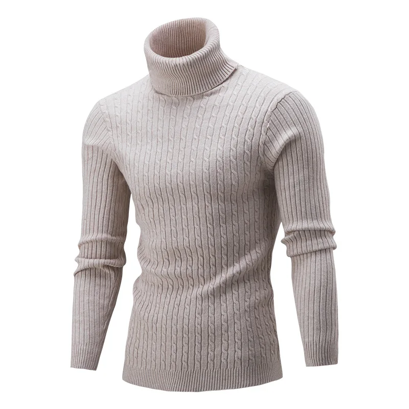 Autumn Winter Men's Turtleneck Sweater Solid Slim Fit Long Sleeve Knitting Pullovers Man Christmas Jumper Rollneck Tops A50