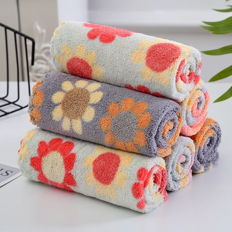 

4Pcs Kitchen Cleaning Cloths Soft Absorbent Dishcloth Coral Fleece Sunflower Wiping Towel Rags Household Cleaning Cloth 30X30CM