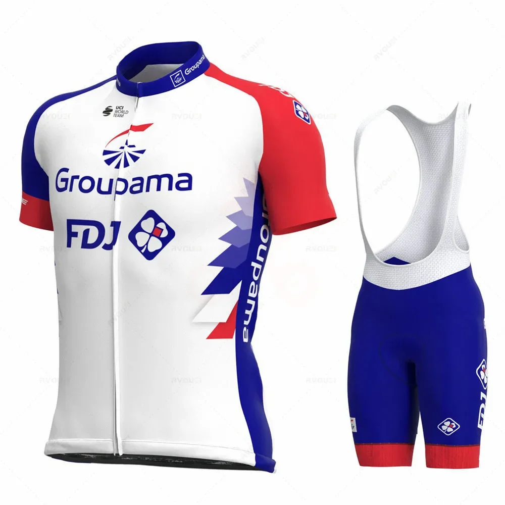 Фото Летний велосипедный комплект GROUPAMA FDJ Team 2025, велосипедные шорты, костюм Ropa Ciclismo, мужской летний комплект из джерси, велосипедные брюки Майо, одежда №2